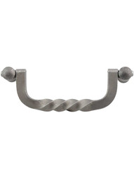Normandy Twist Drop Pull - 4 inch Center-to-Center in Antique Pewter.